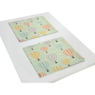 Platzset ADAM "Balloons" Gr. 2, grün, B:40cm L:50cm, Obermaterial: 100% Baumwolle, Platzsets, Platzset, GOTS organic,zertifiziert durch CERES 0242für Kinder