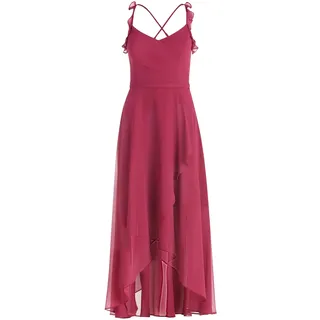 Abendkleid VERA MONT "Abendkleid mit Volant", Damen, Gr. 34, EURO, pink (schwarz fuchsia), Obermaterial: 100% Polyester PES., Kleider Abendkleid