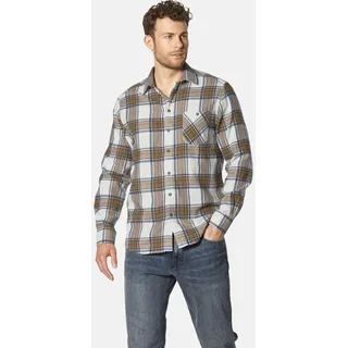 Flanellhemd BABISTA "Hemd SALTINORA", Herren, Gr. M, weit, braun (braun kariert), Obermaterial: 100% Baumwolle CO., Hemden Flanellhemd