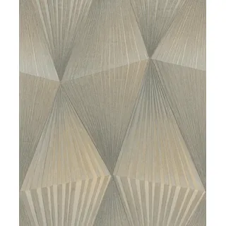 Rasch Textil Vliestapete Geometrisch 6,00 x 0,64 m 600 g Grau/Gold