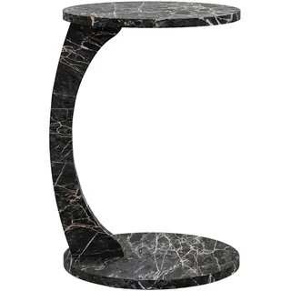 [en.casa] Beistelltisch Holeby 56 x ø 38 cm Marmoroptik, schwarz
