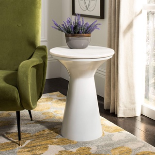 SAFAVIEH Modern Accent Table with Marble Top and Metal Legs, in White, 69 X 69 X 55.88