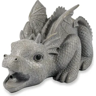 esotec Wasserspeier-Figuren Drache Grisu | Einzelfigur Teichfigur 100735 - Grau