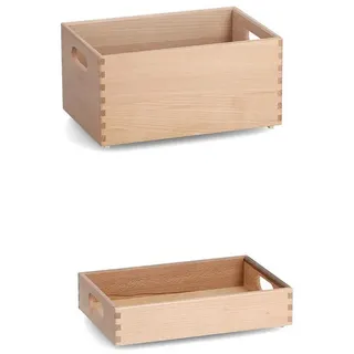 Zeller Present Aufbewahrungsboxen-Set , Naturfarben , Holz , Buche , 26.5x28x40 cm , Tragegriff, Deckel aufklappbar , Ordnen & Aufbewahren, Dekoboxen & Aufbewahrungsboxen, Holzkisten