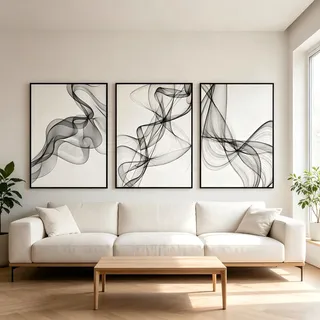 3er Set Boho Wandbilder 30x40cm, Abstrakte Leinwandbilder Poster, Moderne Minimalistische Kunst Dekoration für Wohnzimmer Schlafzimmer Büro, Frameless(D, 3x30x40cm)