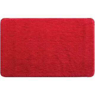 Spirella Badteppich Badematte Duschvorleger Hochflor | flauschig | rutschhemmend | geeignet für Fußbodenheizung | 50x80 cm | Rot