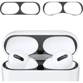 kwmobile Staubschutz Sticker kompatibel mit Apple AirPods Pro - Metallstaub Schutz Aufkleber Skins in Schwarz