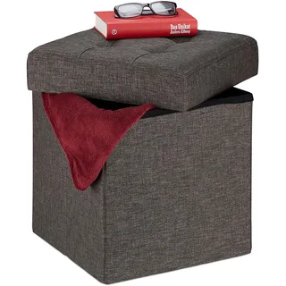 Relaxdays Sitzhocker mit Stauraum Polyester 38 x 41 x 38 cm Braun