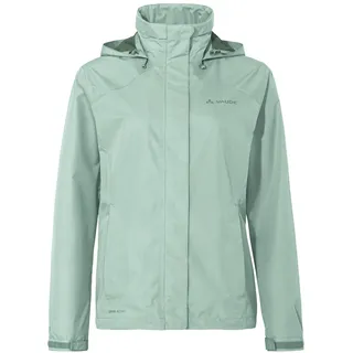 Vaude Regenjacke Damen Escape Light dusty fern, wasserfeste Outdoor-Jacke, atmungsaktive Fahrradjacke mit Kapuze im Kragen, Klimaschonende Wanderjacke, 38