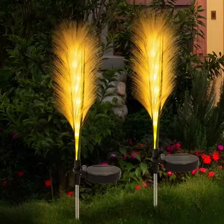 A.bigwhale Solarleuchten für Außen Garten, 2 Stück Solar Gartenleuchte Warmweiß, Wasserdichte Solarlampe für Außen Schilf Solarleuchte für Garten Rasen Terrasse Hof Außenbereich