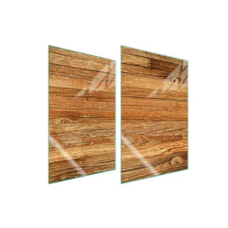 Herdabdeckplatten 2 teilig 35x52 Glaskeramikkochfeld Abdeckung Glas Schneidebrett Holz Braun