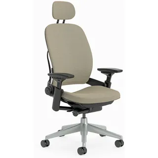 Steelcase Leap Ergonomischer Bürostuhl mit LiveBack Lumbalstütze, flexibler Rückenlehne, anpassbarer Kopfstütze Trüffel, 62 X 68 X 117