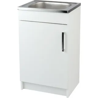 Stamar | Küchenunterschrank - 50 cm - Weiße - mit Spüle und Siphon - Weiß