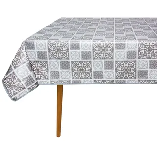 Wachstuch Tischdecke mit Kantenverstärkung - Wasserabweisend, Leicht zu Reinigen und Wetterfest - Reach Zertifiziert - 140 x 220 cm - Vintage Fliese