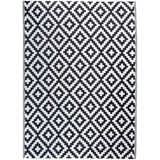 Marrakesch Orient & Mediterran Interior Outdoor Teppich Picknickmatte Modern Charo 160 x 230cm - Schwarz, Weiß