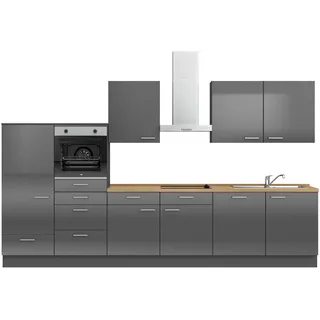 Nobilia Küchenblock , Eichefarben, Schieferfarben , Metall , 7,1 Schubladen , nur wie online abgebildet bestellbar , 360 cm , Blauer Engel, Pefc, Goldenes M, Made in Germany, DGM-Klimapakt , seitenverkehrt erhältlich, vormontierter Korpus , Küchen, Küchenzeilen & Küchenblöcke, Küchenzeilen, Küchenzeilen mit Geräten