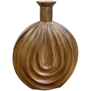 Ambia Home Vase , Braun , Kunststoff , bauchig , 22x31x8 cm , Bsci , handgemacht, zum Stellen, auch für frische Blumen geeignet , Dekoration, Vasen