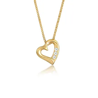 Elli DIAMONDS Halskette Herz Liebe mit Diamant (0.045 ct.) 585 Gelbgold