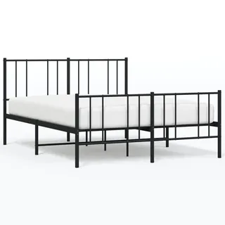 vidaXL Metallbett ohne Matratze mit Fußteil Schwarz 160x200 cm - Schwarz