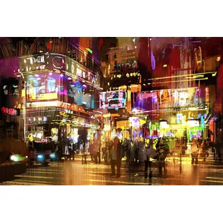 queence Leinwandbild »Broadway« Amerika   Menschen   Städte Wanddeko, bunt, Leute, farbenfroh, Bild; Premium Leinwandstoff, bunt