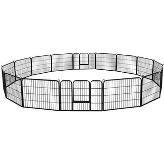 Yaheetech 16-teilig Welpenlaufstall Freigehege 80 x 60 cm Schwarz