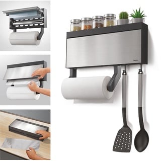 Metaltex Küchenrollenhalter Tango INOX Küchenrollenspender für 3 Rollen mit Edelstahl-Front, Silber