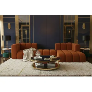 kaiser möbel Ecksofa L-Form Grand L 319 cm, Veloursstoff Salvador, Braun, Rechts - Braun