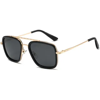 SHEEN KELLY Retro Sonnenbrille Piloten Eckig Metallrahmen Herren Damen
