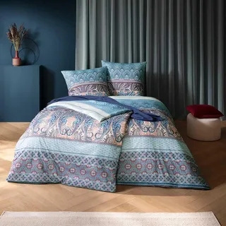Estella Mako Jersey Bettwäsche 155x220 Carmen bleu Paisley Oriental 6548-630 - Blau