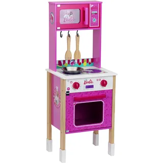 Theo Klein 7319 Barbie Epic Chef Küche I Moderne Holzküche mit Herd, Ofen und Mikrowelle I inkl. Spielküchen-Zubehör I Maße: 36 cm x 30 cm x 95 cm I Spielzeug für Kinder ab 3 Jahren