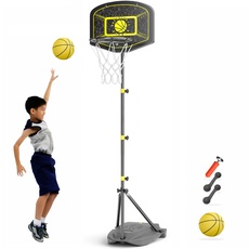 GILIKOKO Basketballkorb mit Ständer Basketballkorb Set, 110-190 cm höhenverstellbares, Outdoor und Indoor Spielzeug für Kinder (schwarz-gelb)