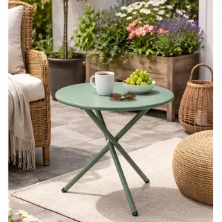 Bistrotisch Balkontisch Beistelltisch rund Grün Stahl Ø48xH48cm - Grün