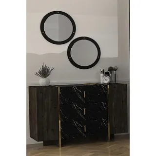Anrichte mit Spiegel Sideboard Kommoden Flurkommode Sideboard Kommode 3tlg - Schwarz