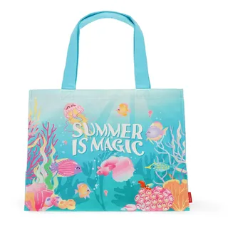 Legami – Strandtasche für Damen, groß, Beach Bag aus verstärktem Material, mit Magnetverschluss, Tragetasche, belastbar bis zu 15 kg, 44 x 61,5 cm