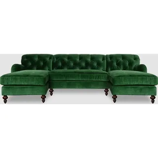 Wohnlandschaft Chesterfield Sofa U Form Couchen Polster Ecksofa Sofa Garnitur - Grün