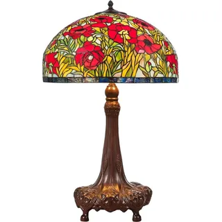 Casa Padrino Tiffany Tischleuchte Mehrfarbig Ø 50 x H. 80 cm - Handgefertigte Hockerleuchte