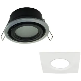 wonderlamp - Einbauspot für den Außen- und Innenbereich, quadratisch, mit Abdeckung, wasserdicht IP 65, modernes Weiß