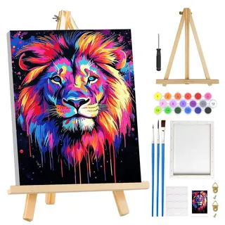 MOGTAA Tiger Malen Nach Zahlen Erwachsene mit Rahmen, Tiere Malen Nach Zahlen Mit Holzstaffelei, DIY Ölgemälde Leinwand Set Acrylic Malerei Bilder für Home Dekor, 20x30cm
