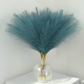NOLACE 30 Stück Künstliches Pampasgras Blau 55cm - Kleine Flauschige Pampas Deko für Tischvase - Trockenblumen Deko Türkis für Maritime Deko Bad, Winter Wohnzimmer & Baby Shower Junge