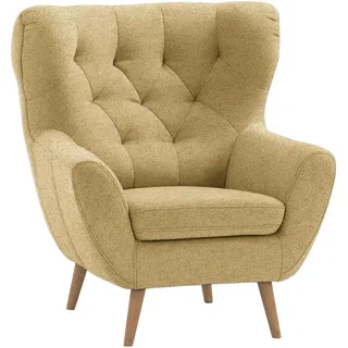 Stylife Ohrensessel , Gelb , Textil , Eiche , massiv , Uni , 87x101x95 cm , Fußauswahl, Stoffauswahl, erweiterbar (Typenauswahl) , Wohnzimmer, Sessel, Ohrensessel