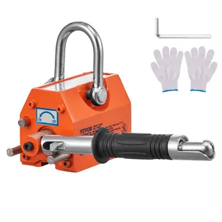 Vevor Lasthebemagnet Kranmagnet (100 kg Tragfähigkeit, 250 kg Zugkraft, -40 bis 80 °C), 4 Stk. Magnete Handgesteuertes Gabelanheben Magnetlifter Magnetheber Gelb Neodymium Lifting Magnet Werkzeug