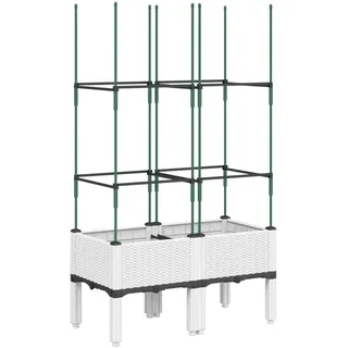 vidaXL Pflanzkübel mit Rankgitter 80 x 40 x 142,5 cm Weiß