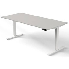 Bild von Move 3 elektrisch höhenverstellbarer Schreibtisch lichtgrau rechteckig, T-Fuß-Gestell weiß 180,0 x 80,0 cm