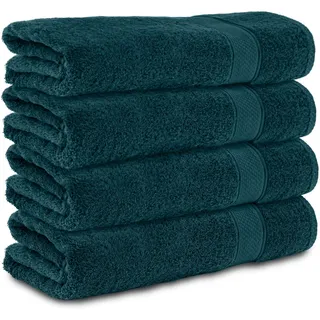 Komfortec 4er Duschtücher 70x140 cm Set aus 100% Baumwolle, 470g/m2, Frottee, Weich, Petrol