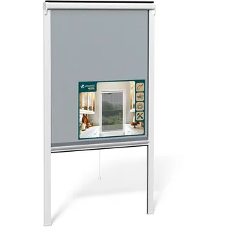 VOUNOT® Insektenschutzrollo Fenster mit PVC Rahmen, Fliegengitter Rollo mit Fiberglas Netz, zuschneidbar in Höhe und Breite, einfache Montage, L80 x H130 cm Weiß