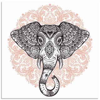 Artland Wandbild »Vintage Mandala Elefant«, Wildtiere, (1 St.), als Leinwandbild, Poster, Wandaufkleber in verschied. Größen, weiß