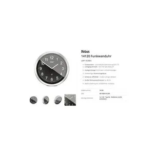 Mebus 14120 Funk Funkuhr 45 cm Aluminium Leisegang-Uhrwerk