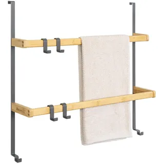 eluno Tür-Hängeregal, grau , Grau , Holz , 65x86x17 cm , Badezimmer, Badezimmerausstattung, Handtuchhalter