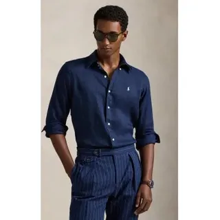 Polo Ralph Lauren für Herren. 710966294504 Maßgeschneidertes Leinenhemd navy (S), Lässig, Langarm, Marine