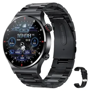 Herren Smartwatch 1,28 Zoll Smartwatch IP67 Wasserdichte Sportuhr BT5.1 Smartwatch Fitn Traer Multifunktionale Uhr Kompatibel mit Android5.0/iOS10.0, Herren , schwarz - Schwarz